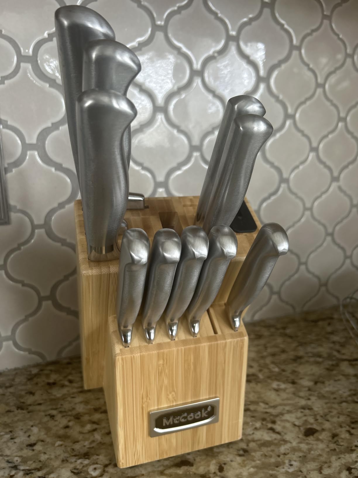 McCook Knife Set Kitchen Steel Knife Block Set w Built-in Sharpener customer photo 1