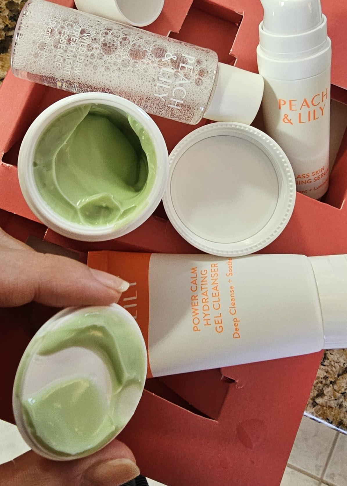 Peach & Lily - Glass Skin Discovery Kit (4 Products) - 1 Cleanser, 1 Essence, 1 Serum & 1 Cream - Skin Care Set - Acne Routine - Travel Essentials - Self Care - Vegan & Cruelty Free - Korean Beauty customer photo 1
