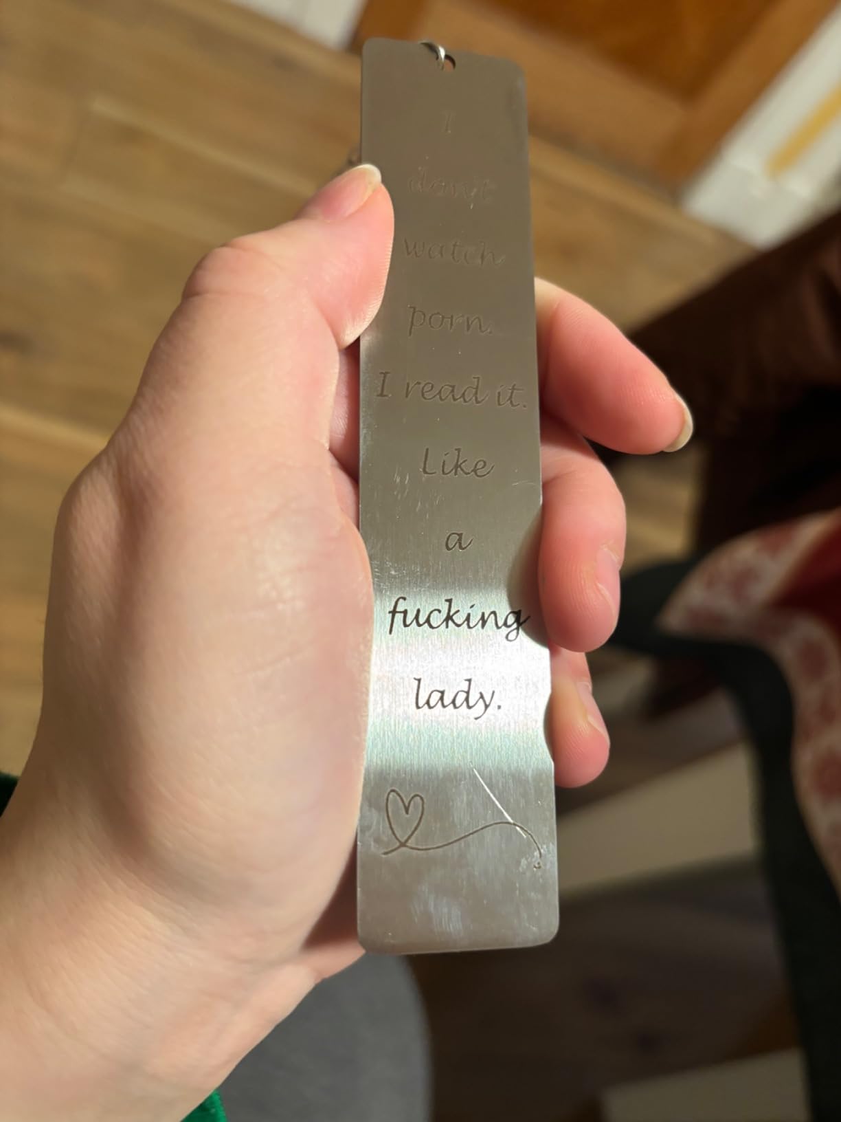 Metal Bookmark Gift, Engraved Stainless Steel Leaf Pendant Book Mark customer photo 1