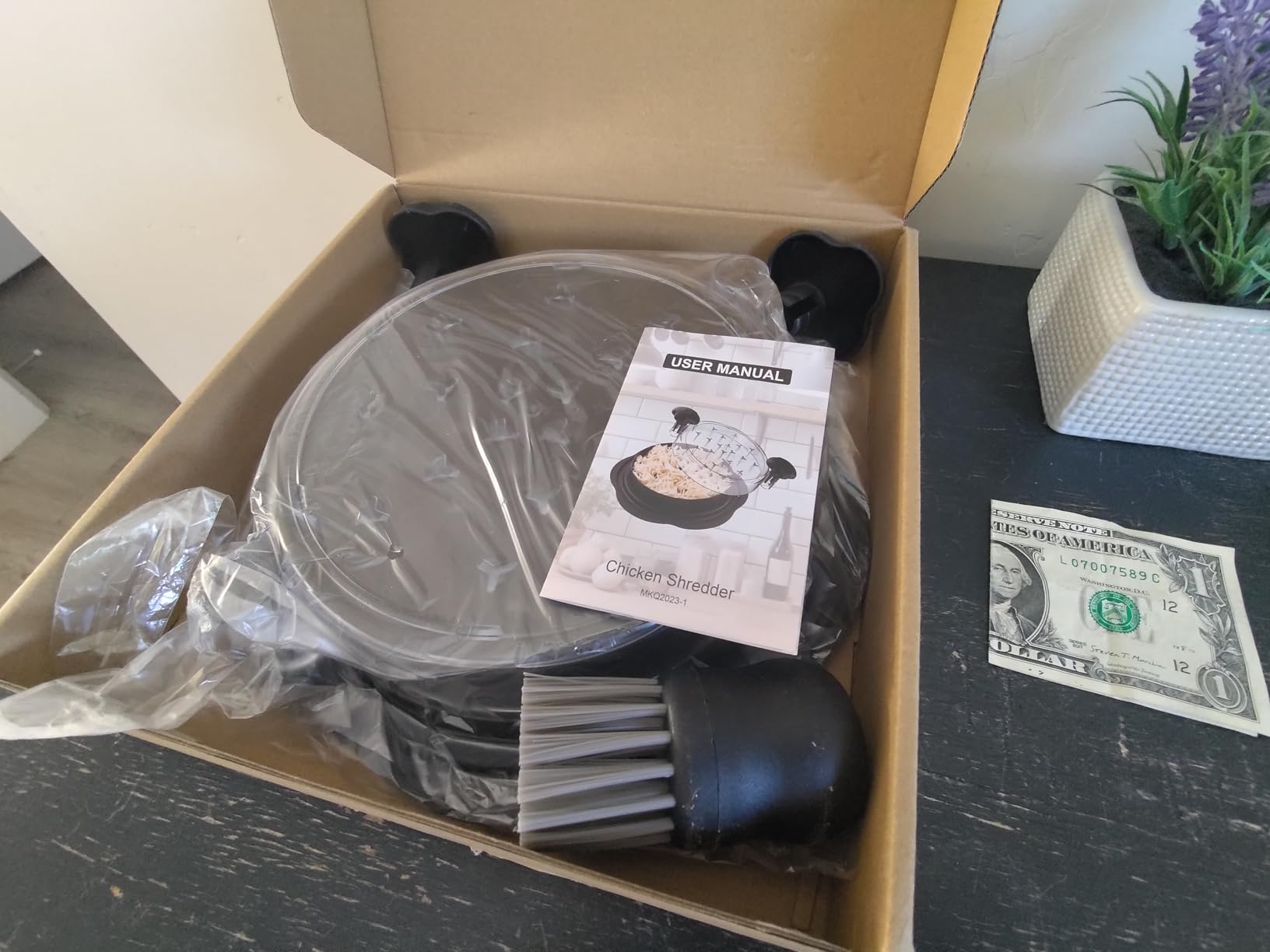 Chicken Shredder Tool Twist Large Meat Shredder with Brush&Fork, Black customer photo 2