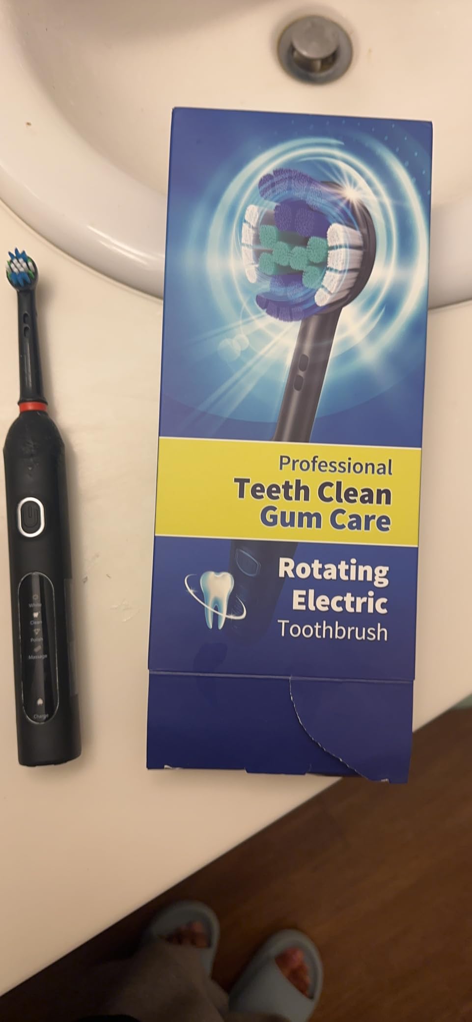 Rotating Electric Toothbrush for Adults, 8 Heads 2 Types, 4 Modes, Black customer photo 1