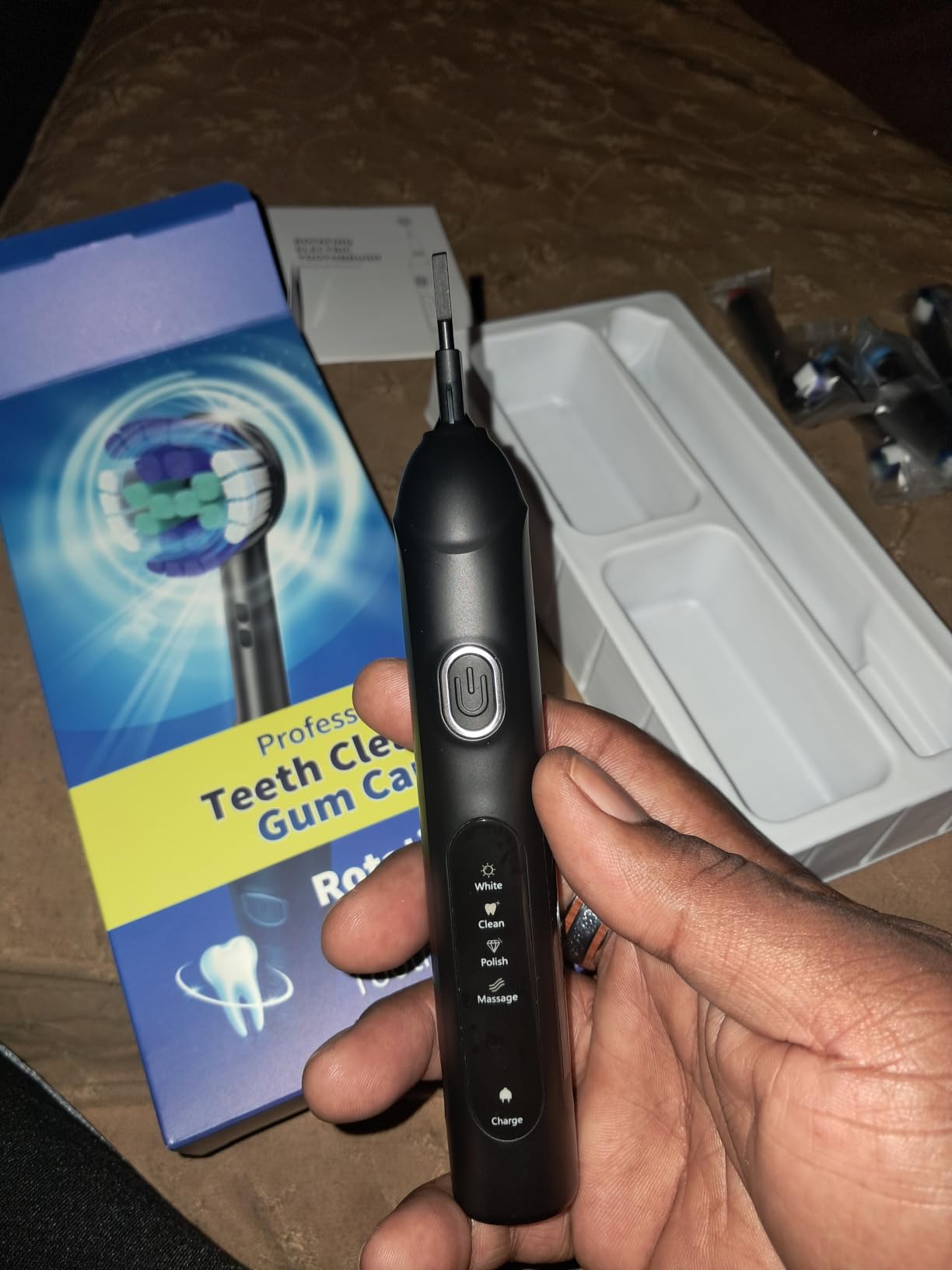 Rotating Electric Toothbrush for Adults, 8 Heads 2 Types, 4 Modes, Black customer photo 2