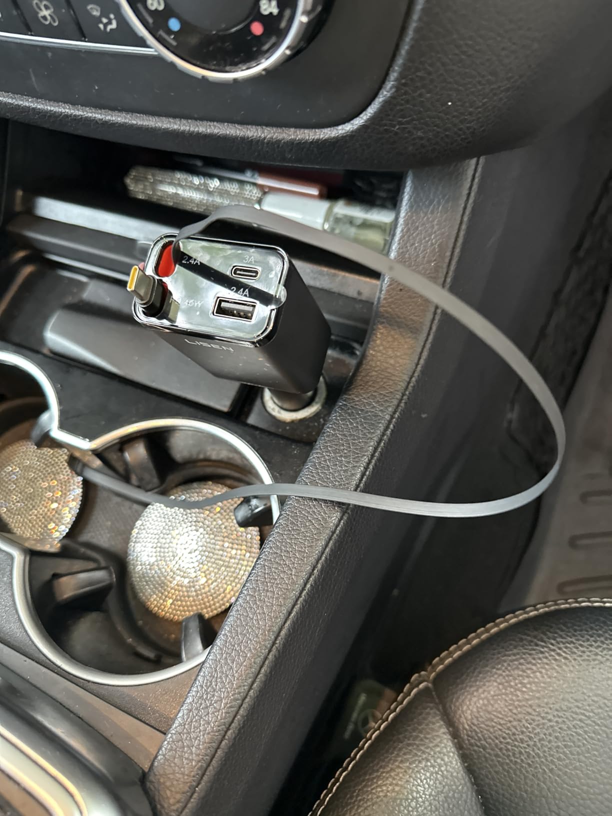 LISEN Retractable Car Charger, 84W Car Charger USB C Fast Charge,4 in 1 customer photo 1