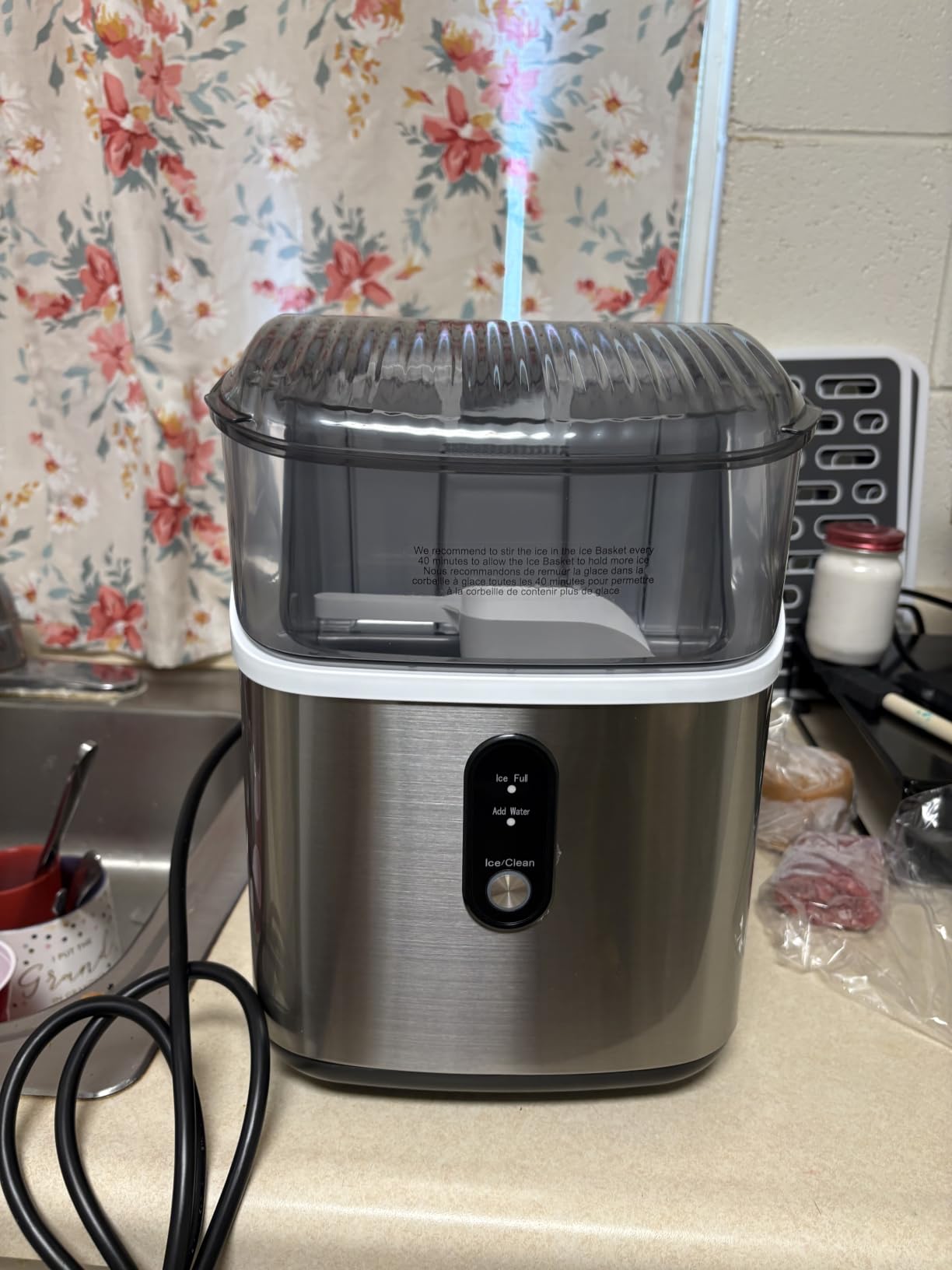 COWSAR Nugget Ice Maker Countertop, Soft Chewable Pellet Ice Maker Machine with Self-Cleaning Function, 35Lbs/24H, Ready in 7 Mins, Portable Countertop Ice Makers for Home, Office, Stainless Steel customer photo 1