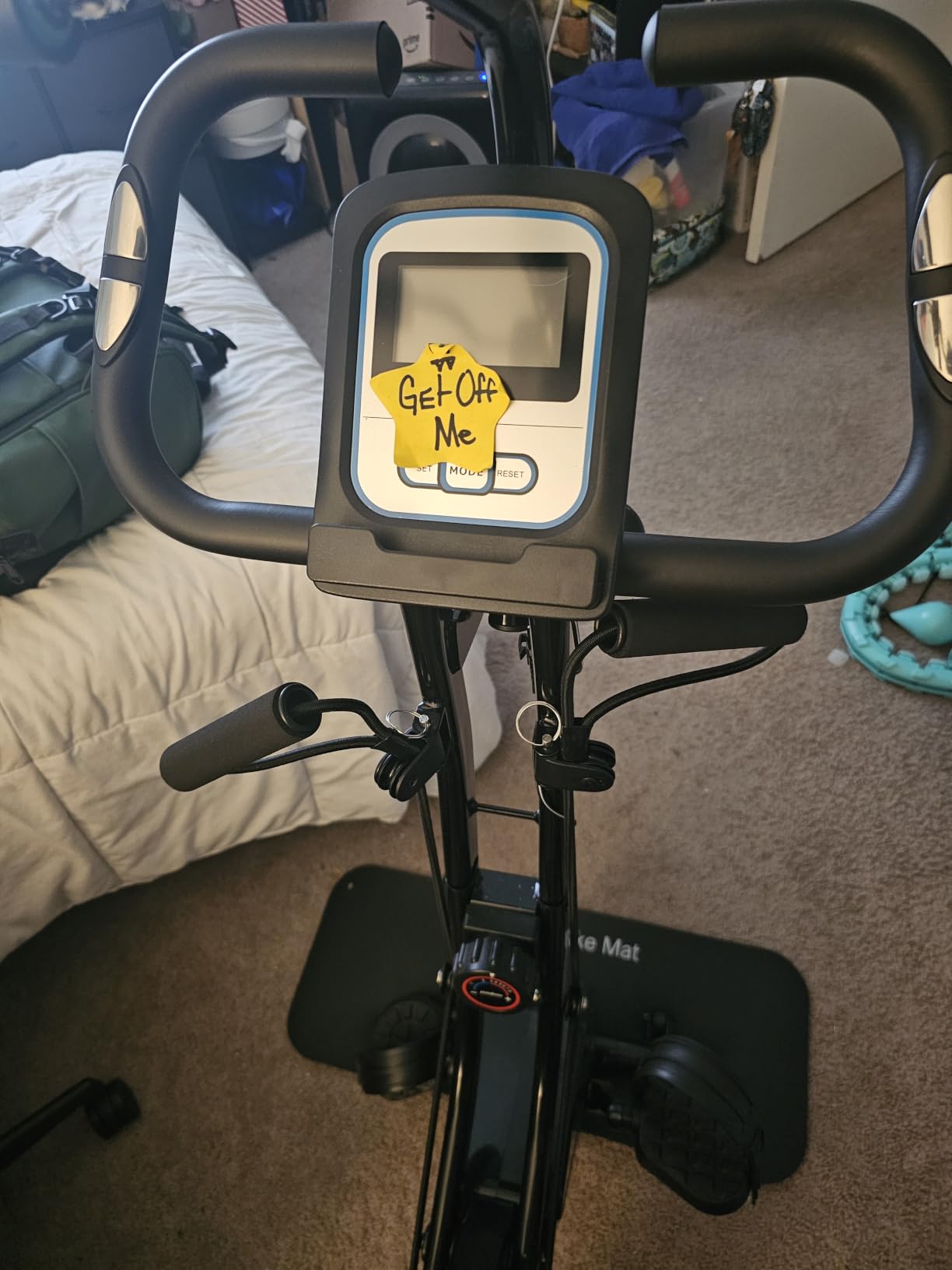 pooboo Folding Magnetic X‑Bike, Upright Exercise Bike for Home Gym customer photo 1